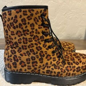 Southern Fried Chics Leopard Print Combat Boots